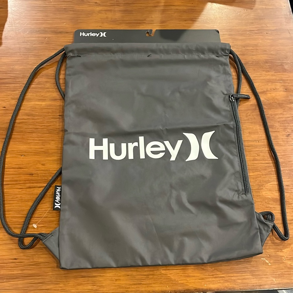 Hurley Sackpack Bag Sack new Open Top Side Zipper new gray